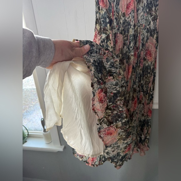 Vintage 90s STARINA Colorful Floral Gussets Grunge Boho Romantic Goth Maxi Dress - Picture 6 of 8